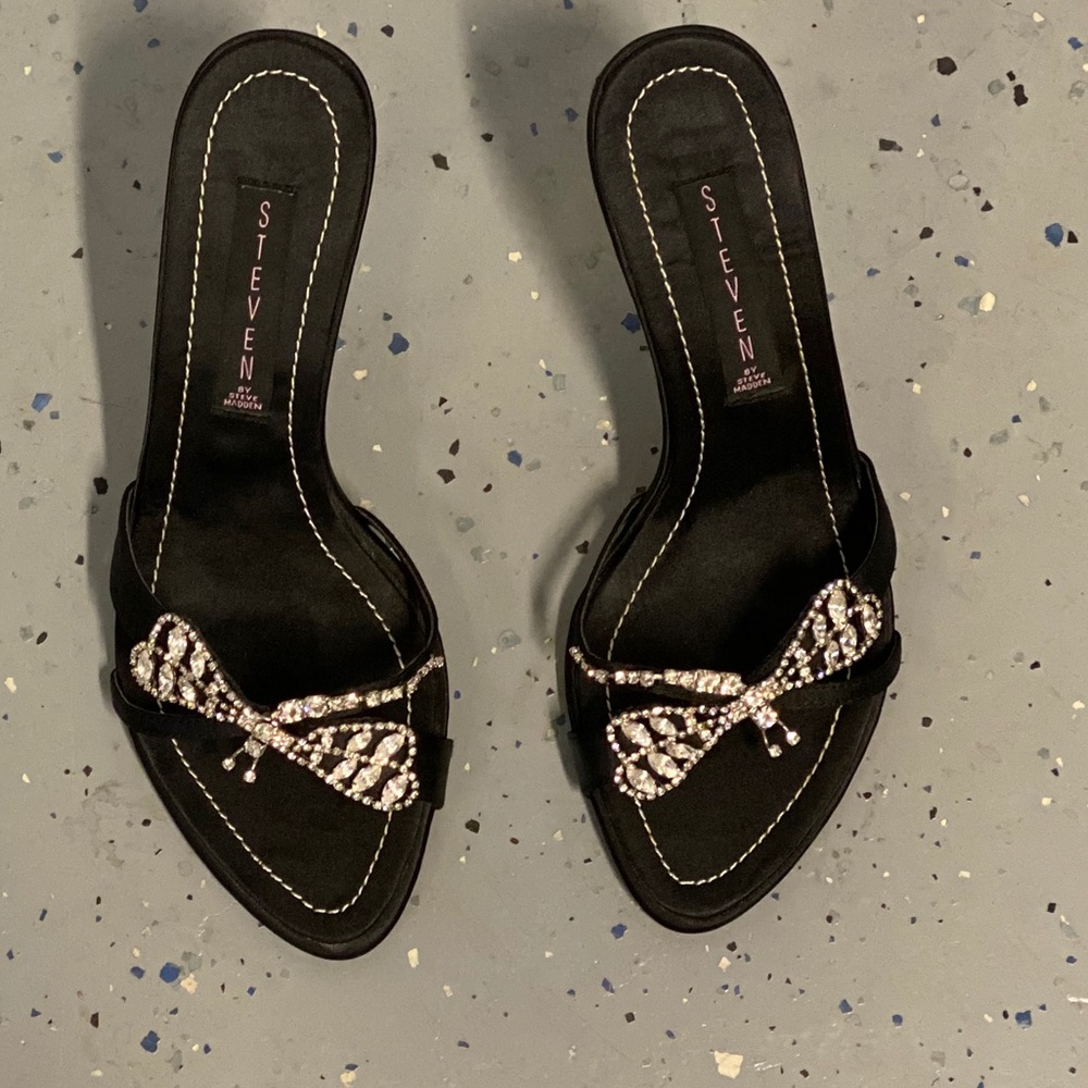 Satin Firefly crystal evening shoes
